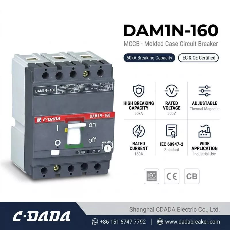 CDADA жогорку кубаттуулуктагы DAM1N-160 160A MCCB өчүргүчтү чыгарат